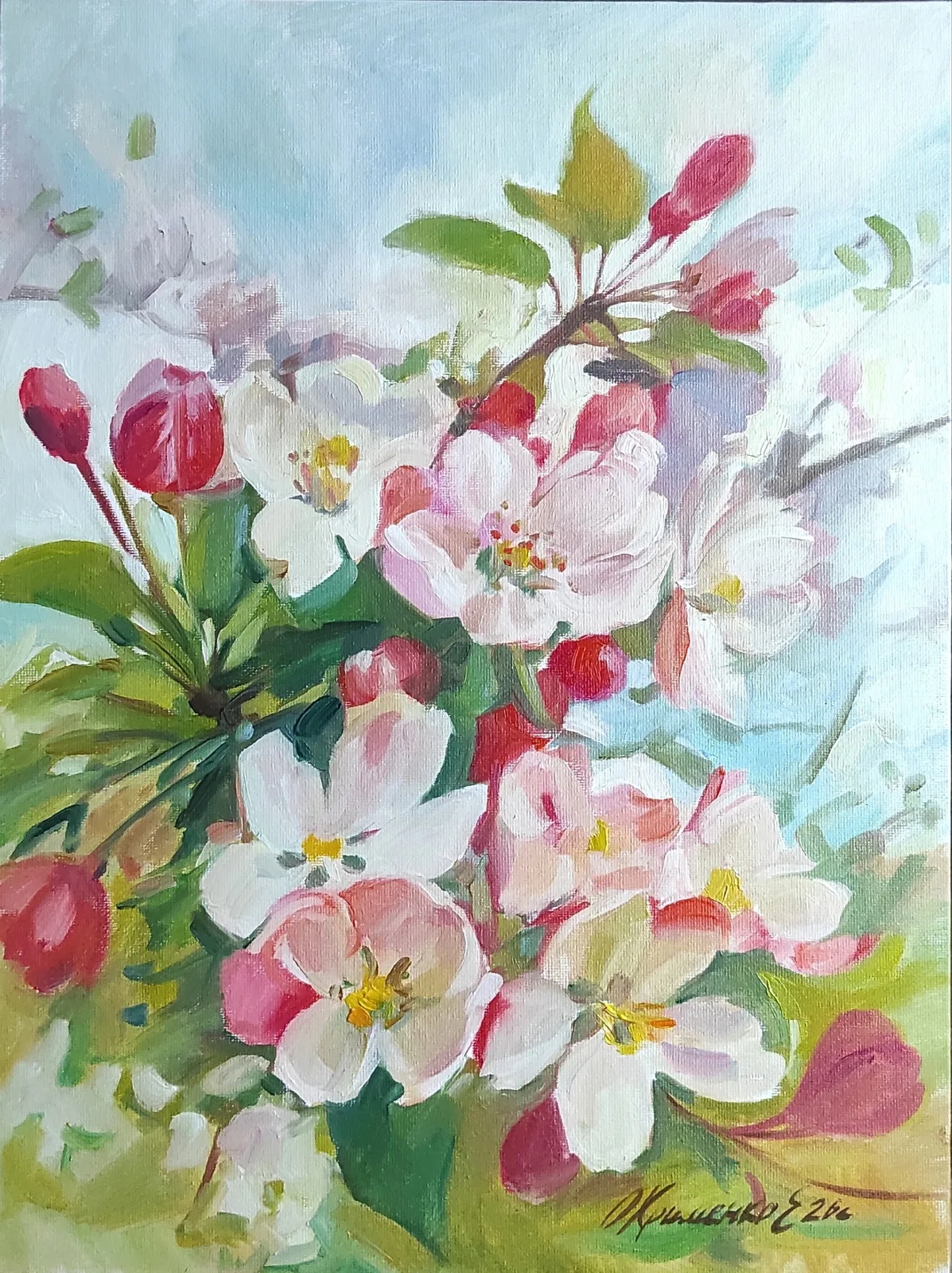 Картина «Яблоня» — Екатерина Охрименко, Натюрморт, Эта картина "Яблоня" сразу же переносит меня в летний сад, где тепло и спокойно…