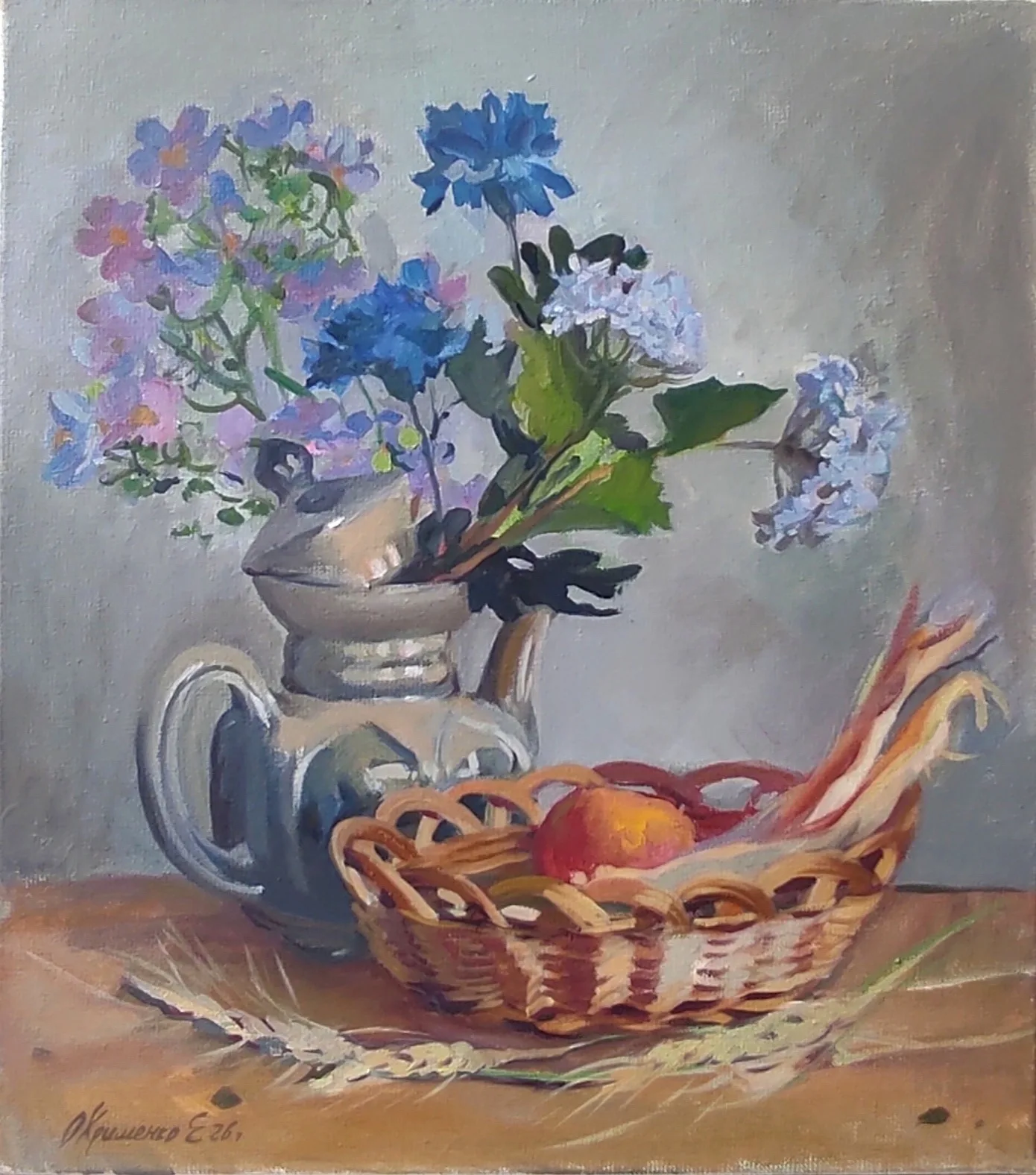 Картина «В голубом чайнике» — Екатерина Охрименко, Натюрморт, В "Голубом чайнике" художник Евгения Хришенко создает уютную атмосферу, мастерс…