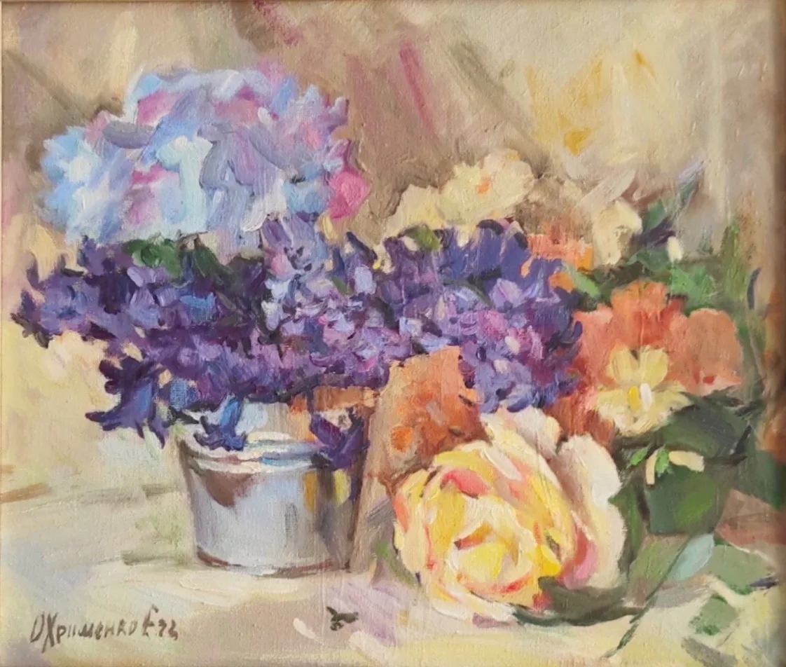 Картина «Голубой июнь» — Екатерина Охрименко, Натюрморт, Перед нами — "Голубой июнь", небольшой натюрморт 2023 года, выполненный на холс…