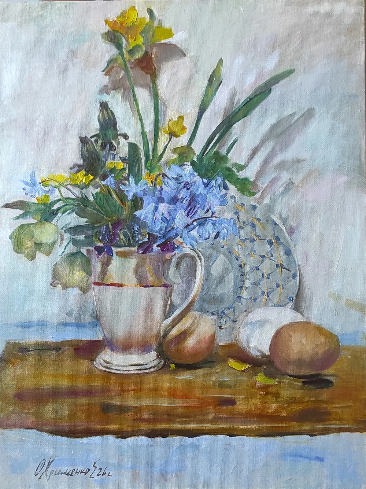 Картина «Светлая весна» — Екатерина Охрименко, Натюрморт, Тёплые лучи солнца, пробивающиеся сквозь нежные листочки, и запах цветущих цвет…