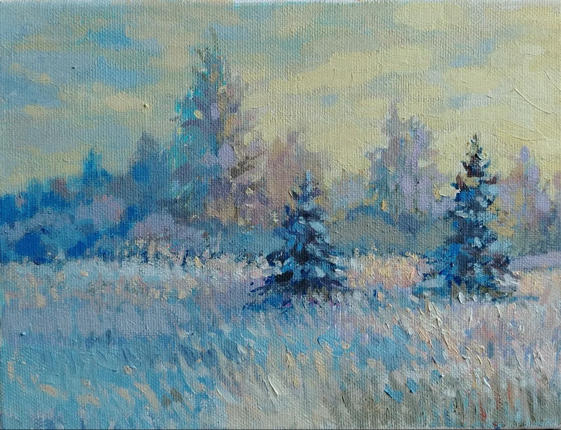Картина «Зимний этюд» — Юлия Барсова, Пейзаж