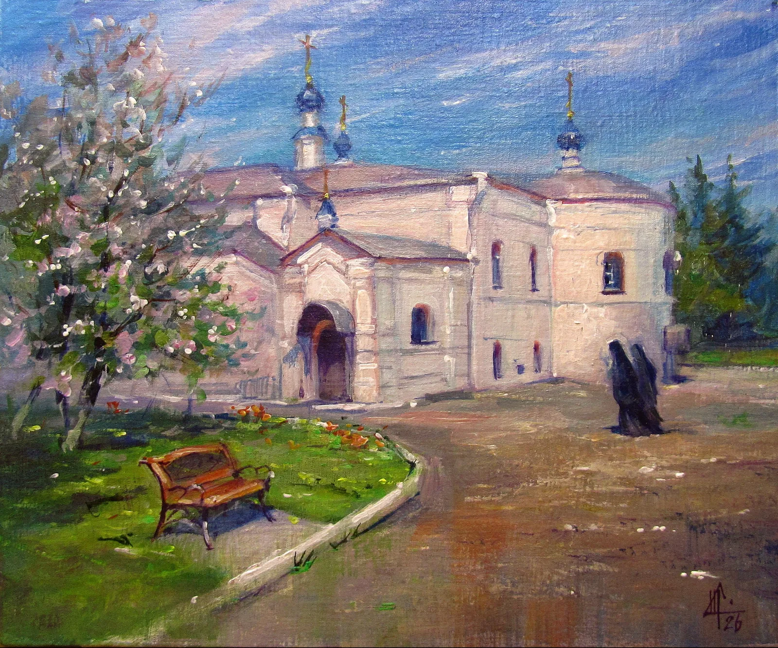 Картина «"Весна в монастыре"» — Светлана Щавлева, Городской пейзаж, Картина акриловыми красками " Весна в монастыре  " в авторской технике.
 Холст…