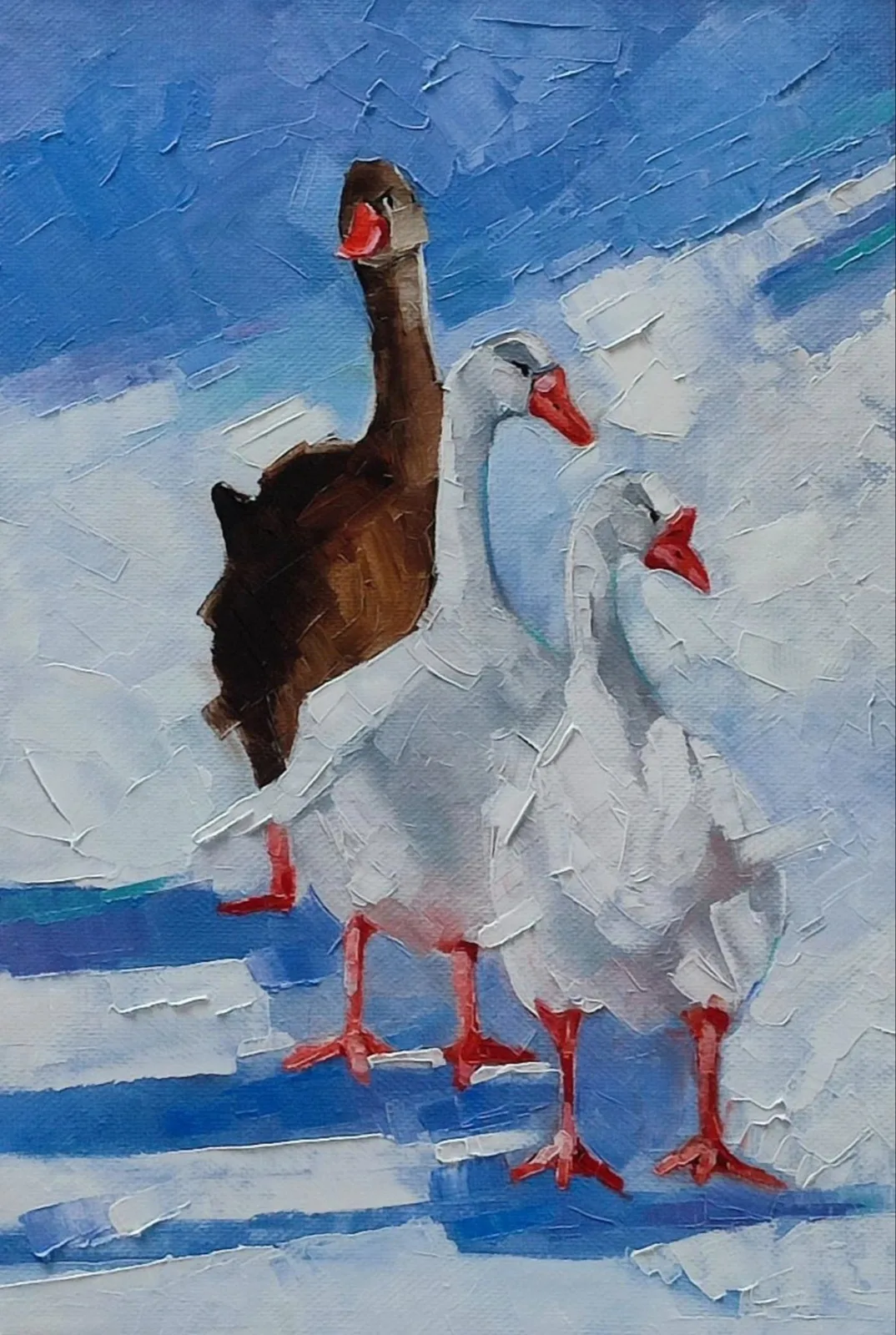 Картина «Гуськом» — Ольга Смыкова, Анималистика, аукцион Artstore