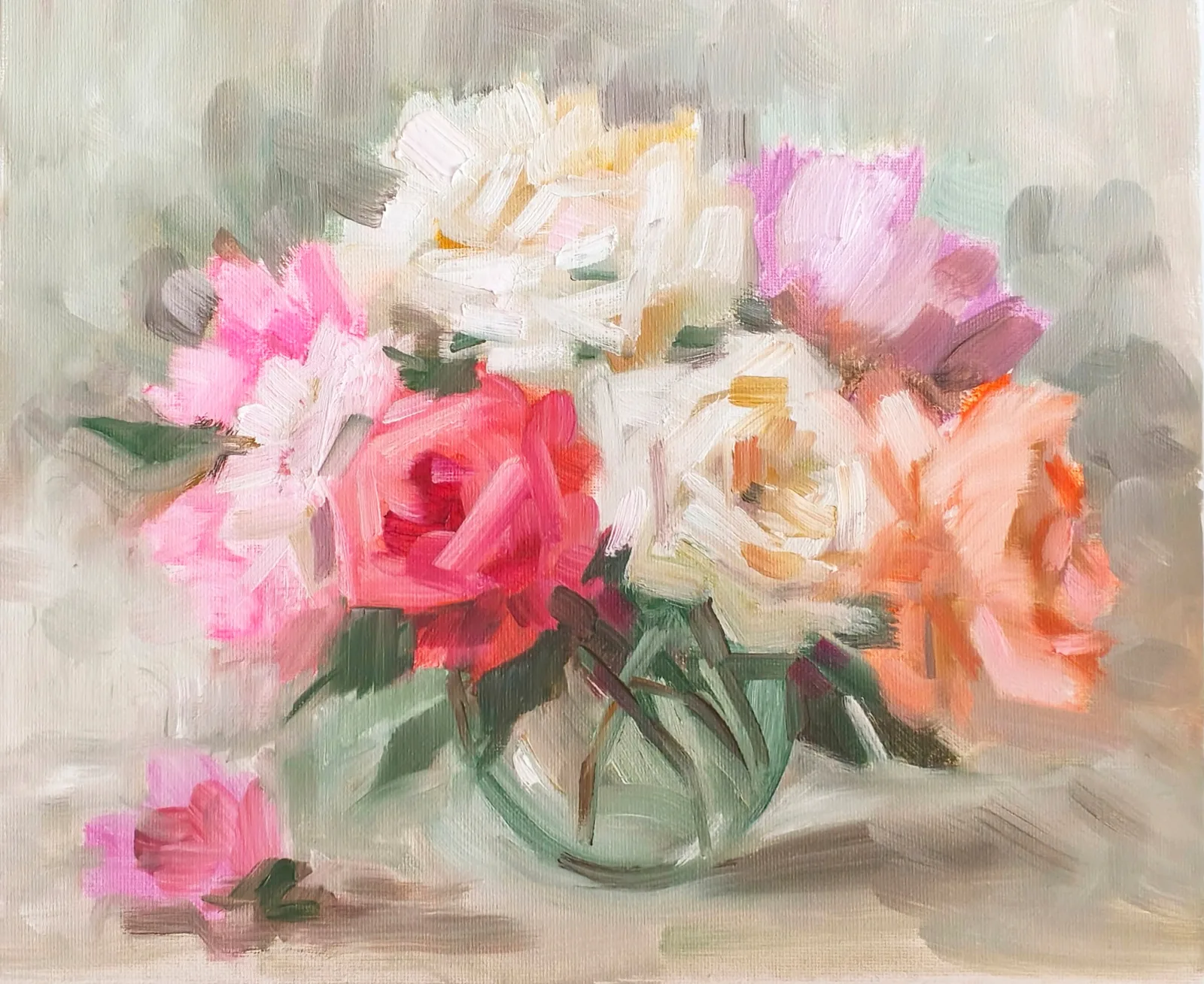 Картина «Розы» — Ольга Игнатьева, Натюрморт, Перед нами — нежный натюрморт с розами от Ольги Игнатьевой. Художница мастерски…