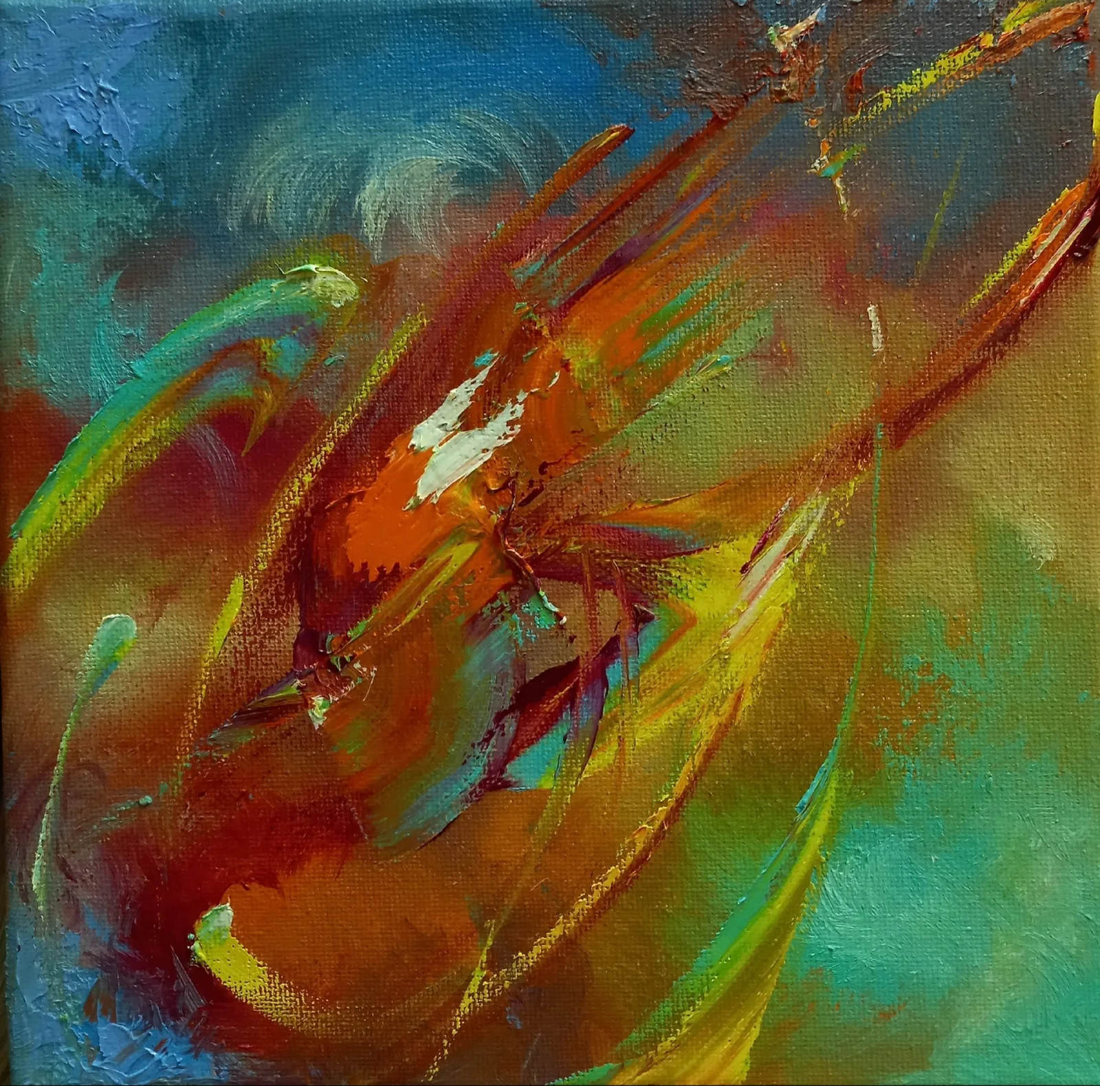 Картина «"Небесные вихри" холст на подрамнике /масло, 20х20см, 2024 г.» — Сергей Могилевский, Абстракция, аукцион Artstore