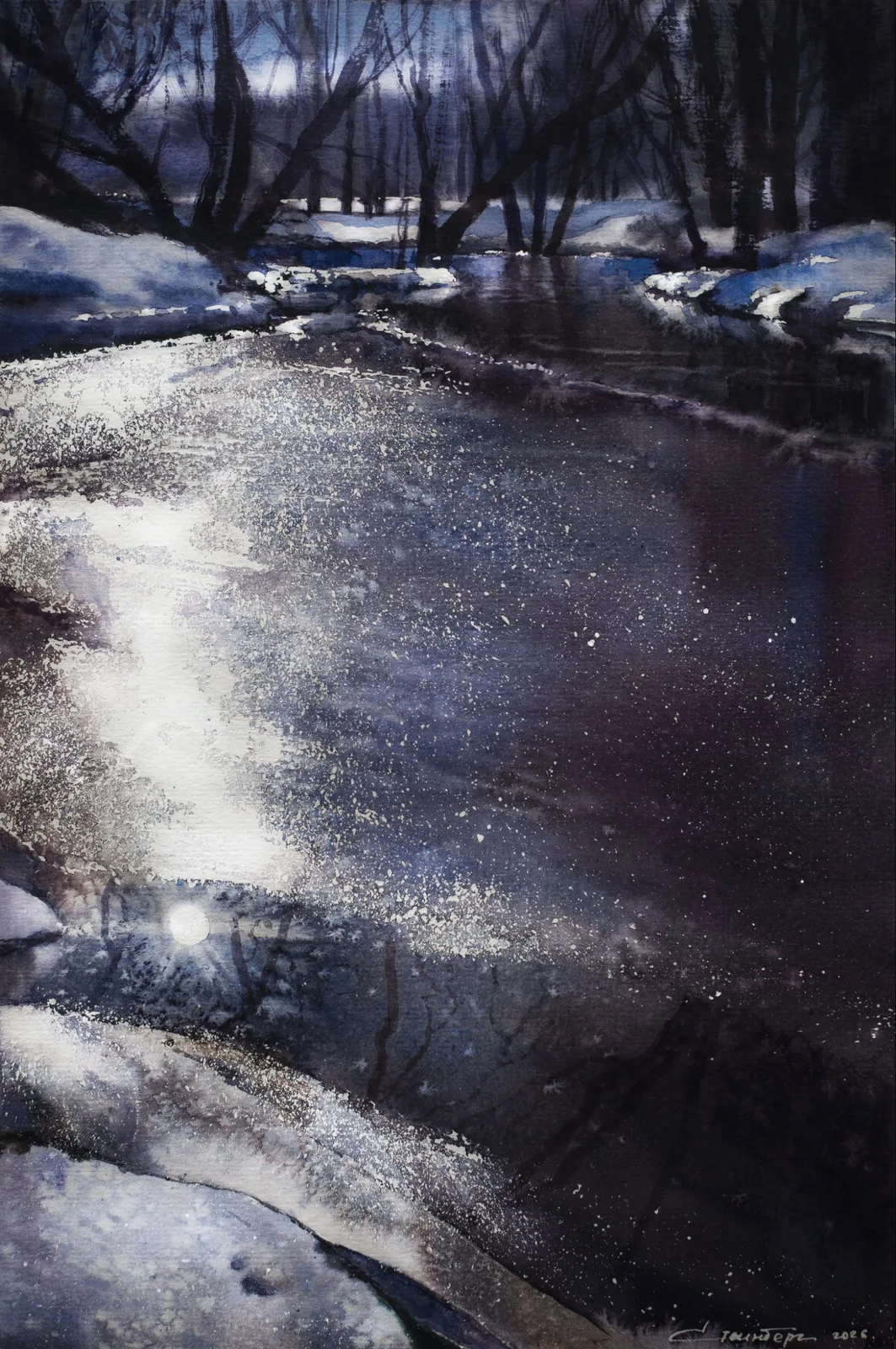 Картина «Пробуждение реки.» — Юлия Стейнберг, Пейзаж, Март. Тонкий, прозрачный лед на реке едва выдерживает прикосновения солнца, кот…