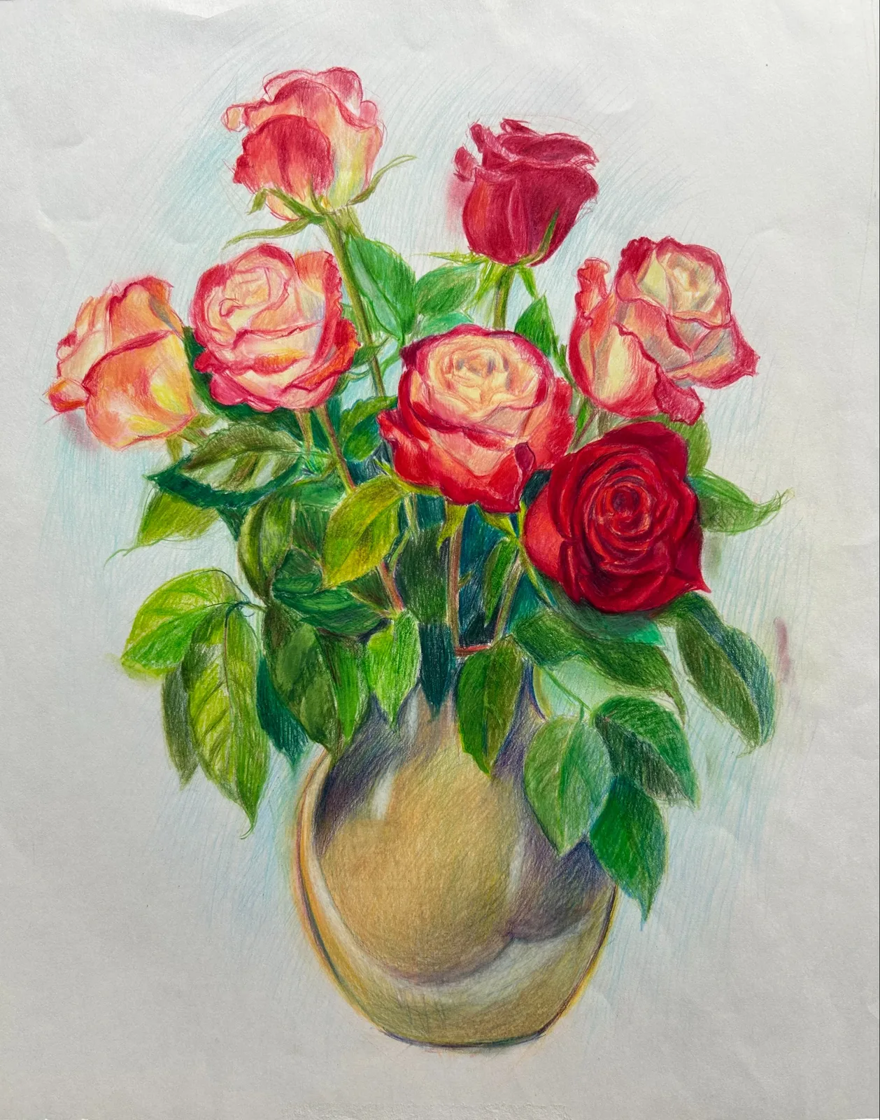 Картина «7 роз» — Любава Пакалка, Натюрморт, Вдохновила меня на создание этой картины одна из прогулок по саду, когда я увид…