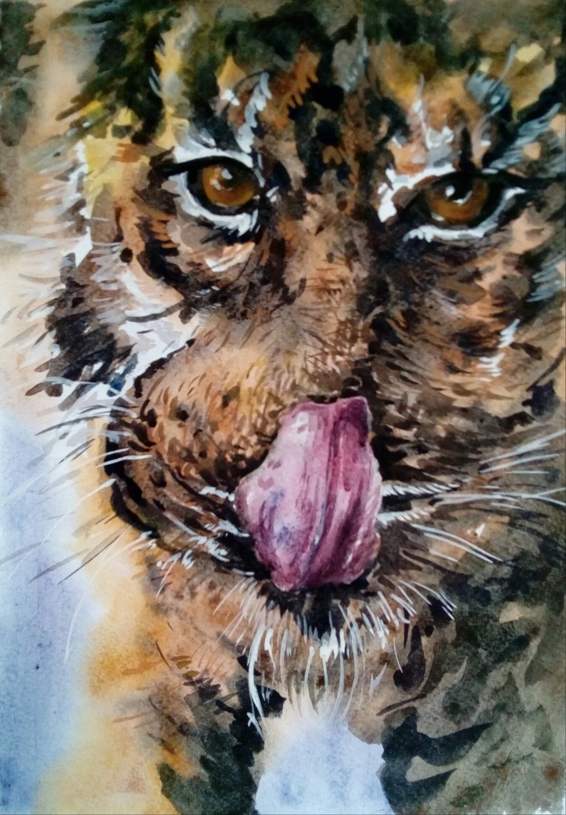 Картина «Съем» — Павел Масякин, Анималистика, "Смотрите, какой зверь! Павел Масякин создал потрясающую акварель, на которой т…