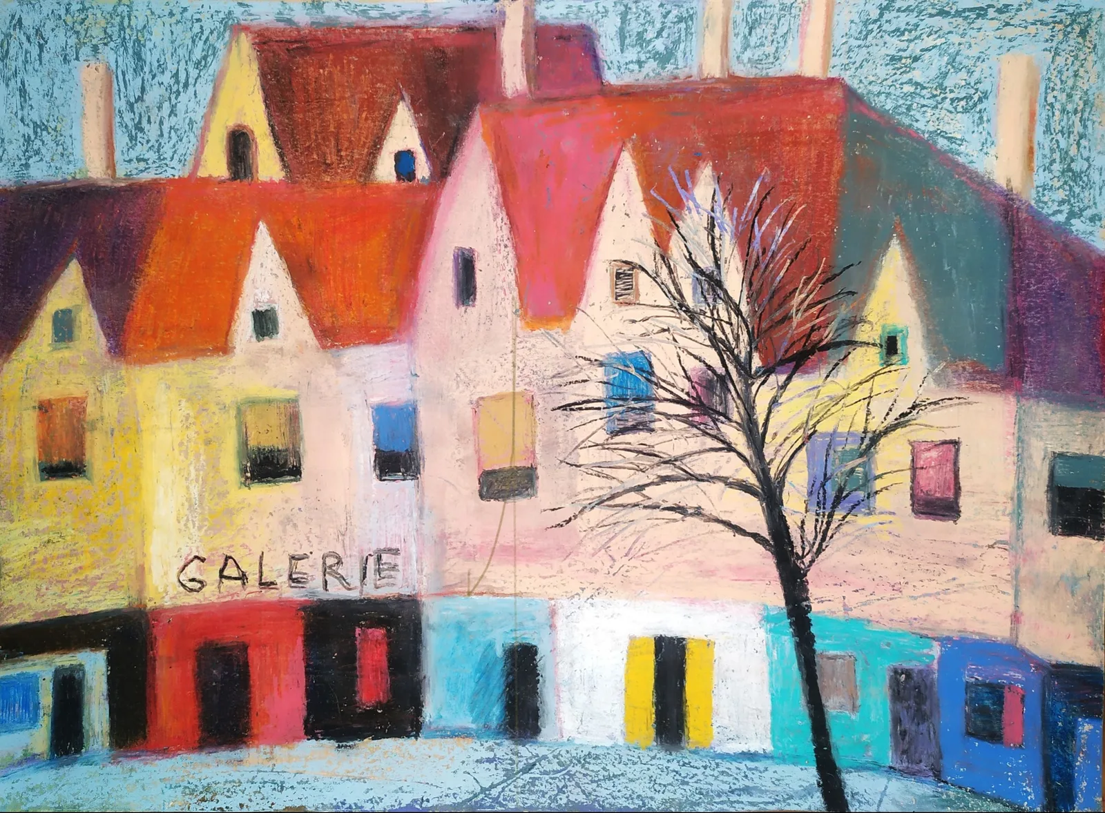 Картина «Красные крыши. Galerie» — Оксана Нагорская, Городской пейзаж, аукцион Artstore