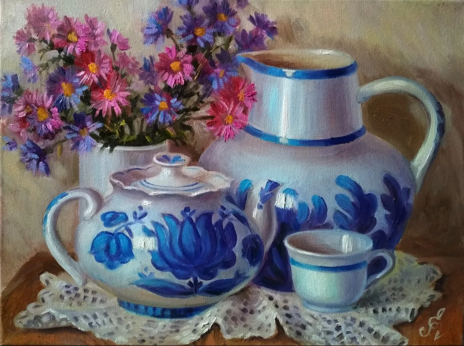 "Чайный натюрморт с осенним букетом"