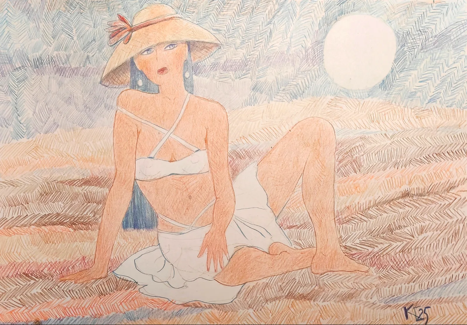 Картина «"Грустно как-то..."» — Галина Кара, Жанровая живопись, Образ девушки на пляже, которая не может сдержать эмоции и выражает их через по…