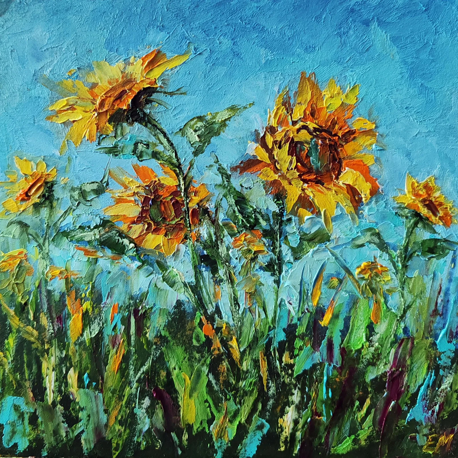 Картина «Подсолнухи» — Елена Малыхина, Пейзаж