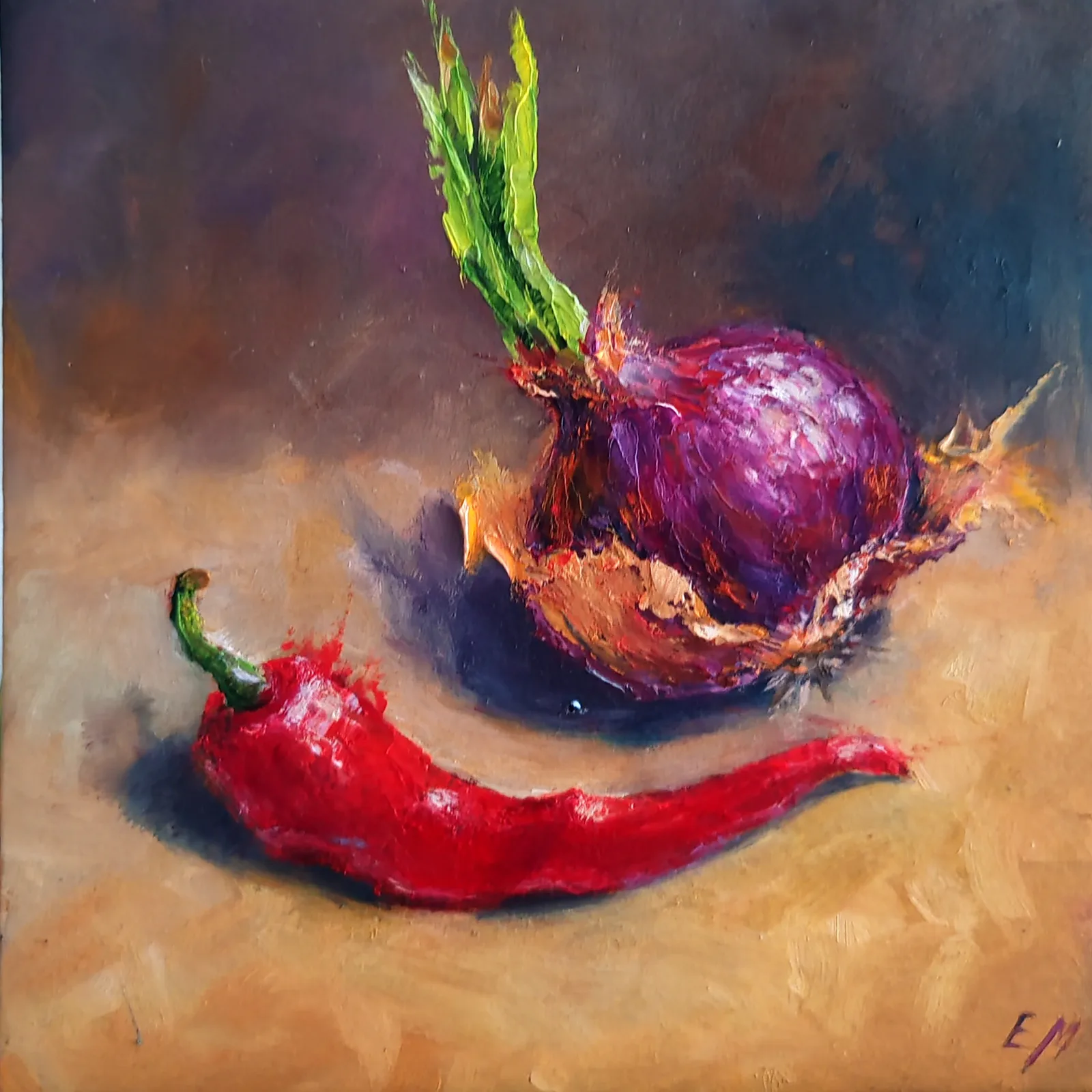 Картина «Острый перчик» — Елена Малыхина, Натюрморт, Когда я работала над картиной "Острый перчик", я выбрала масло на картоне, чтоб…
