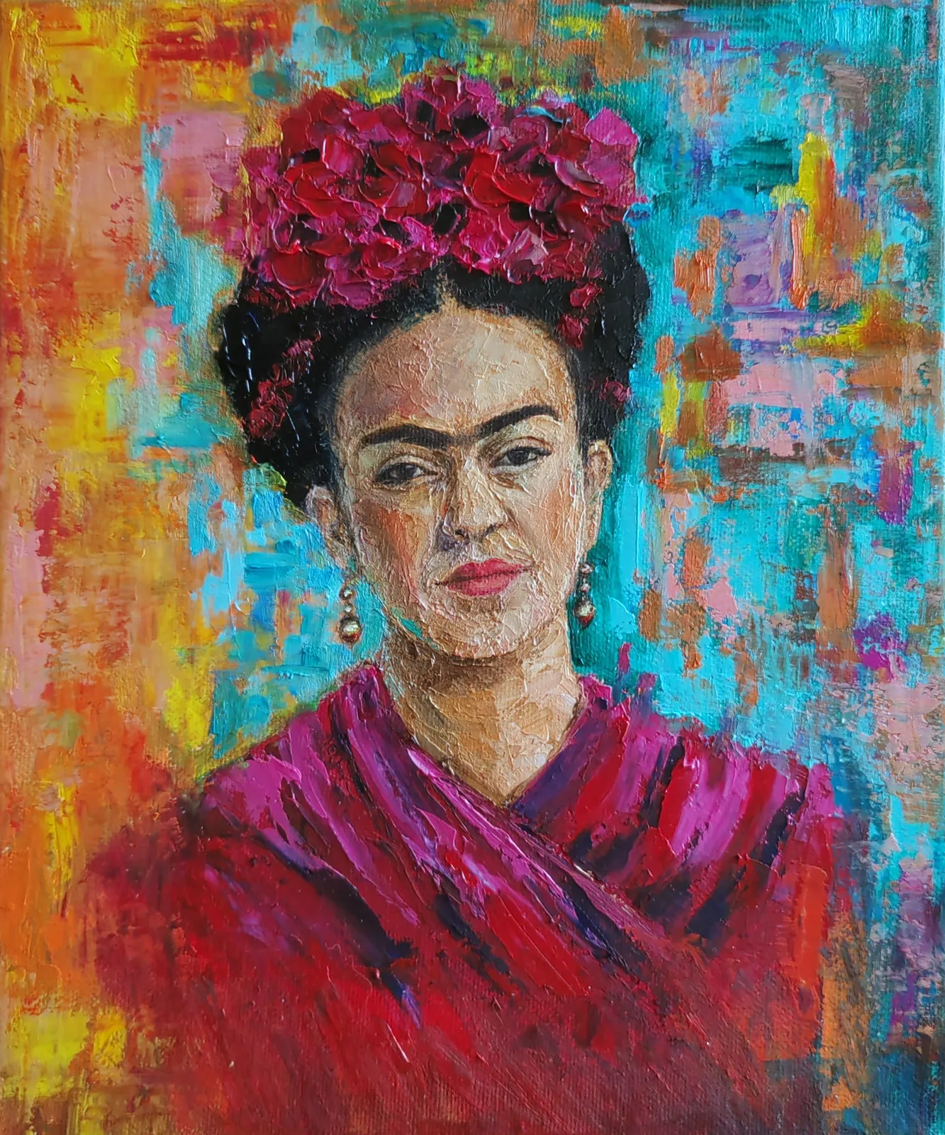 Картина «Фрида» — Елена Малыхина, Портрет, В картине "Фрида" Елена Малыхина играет с цветом, создавая яркий и эмоциональны…