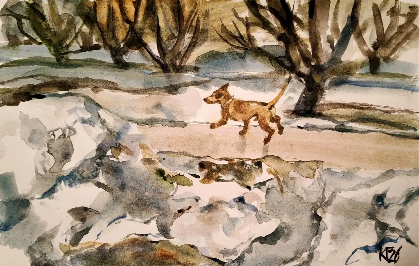 Картина «Мартовские прогулки» — Галина Кара, Жанровая живопись, Работала я с акварелью на бумаге, и мне нравится, как легли цвета — они получил…