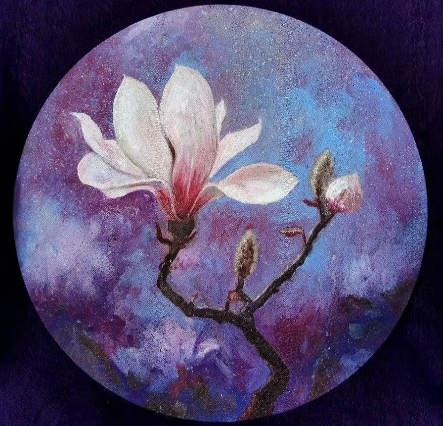 Картина «Цветок магнолии суланджа» — Lalena Valo, Натюрморт, Эта картина представляет собой нежный и интимный портрет цветка магнолии суланд…