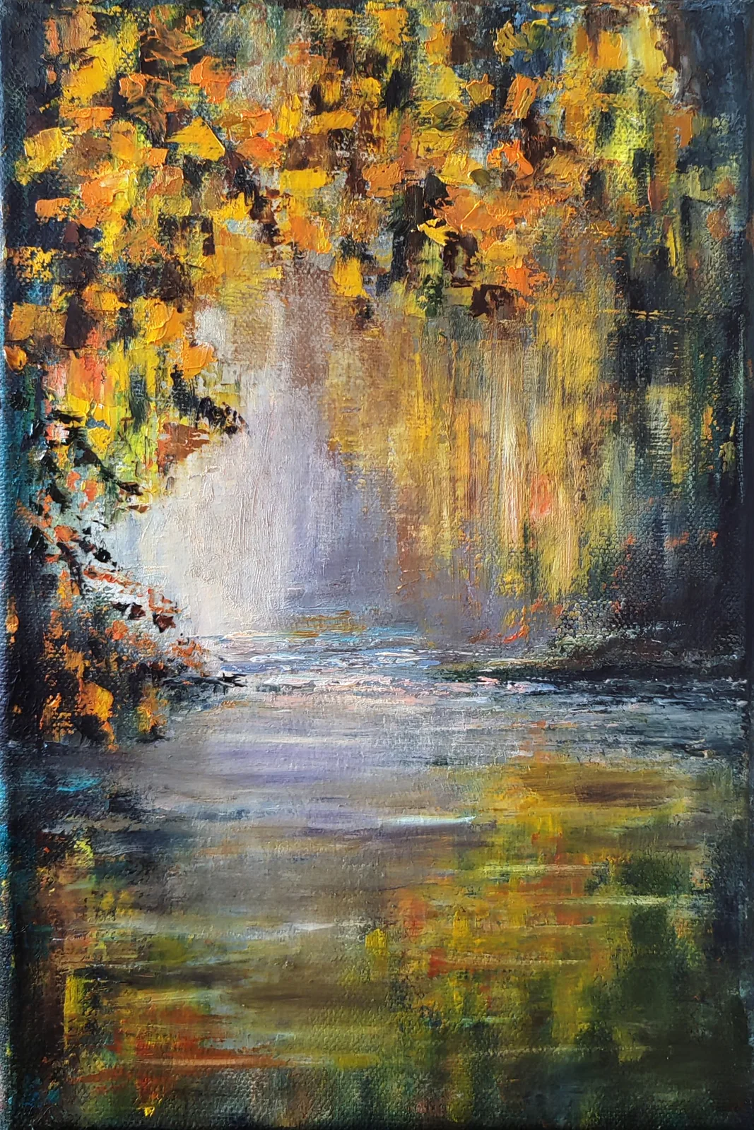 Картина «Тихая заводь» — Елена Малыхина, Пейзаж, Работа "Тихая заводь" - это свежий взгляд на осенний пейзаж, выполненный в техн…