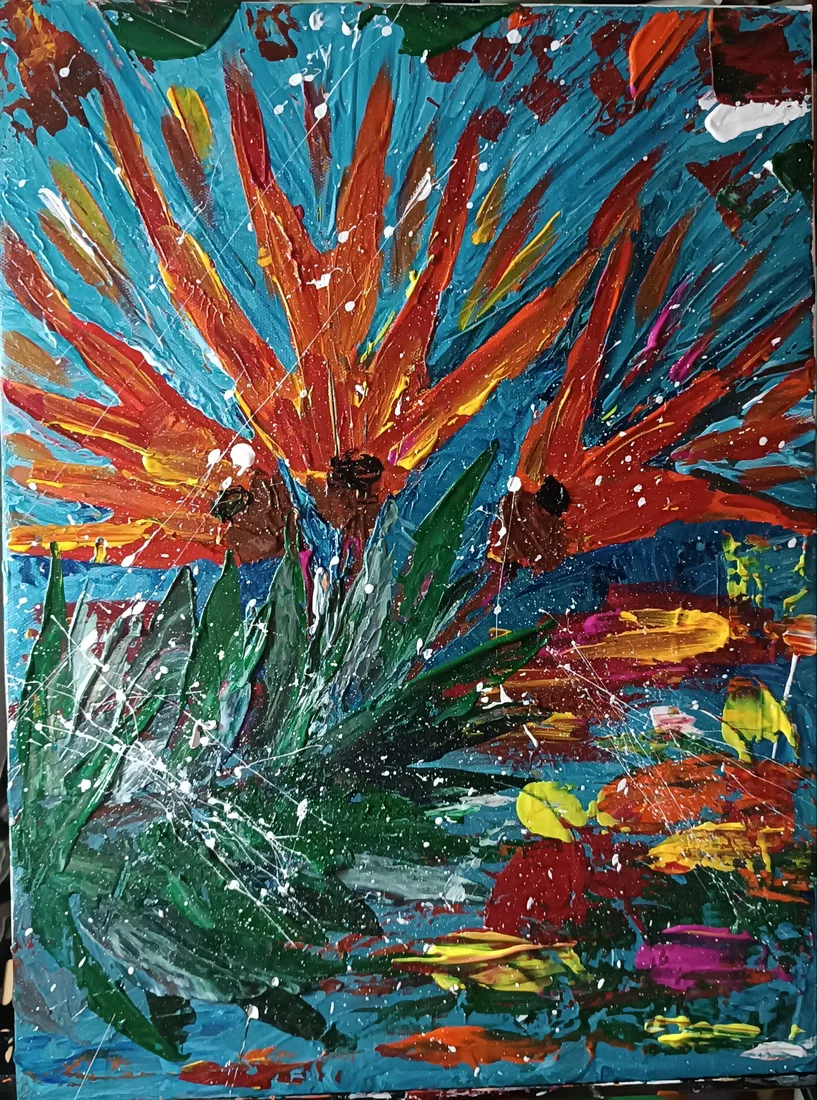 Картина «Абстрактные цветы» — Анна Коваленко, Абстракция, .