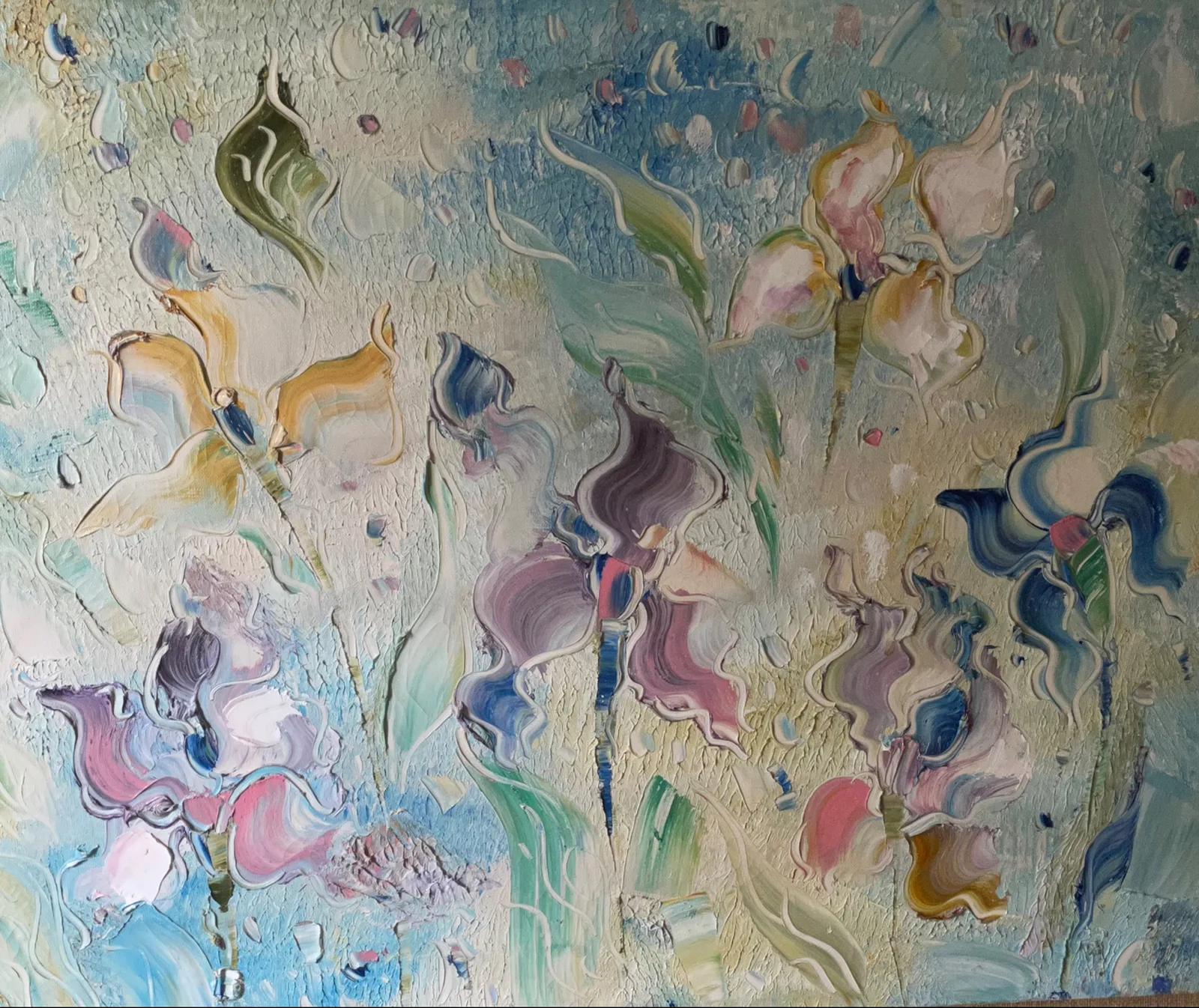 Картина «Ирисы» — Маша Казак, Пейзаж, Работа "Ирисы" на холсте маслом размером 50 на 70 сантиметров, созданная в 2021…