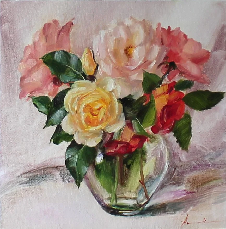 Картина «Розы» — Марина Пирожникова, Натюрморт, Этюд с натуры