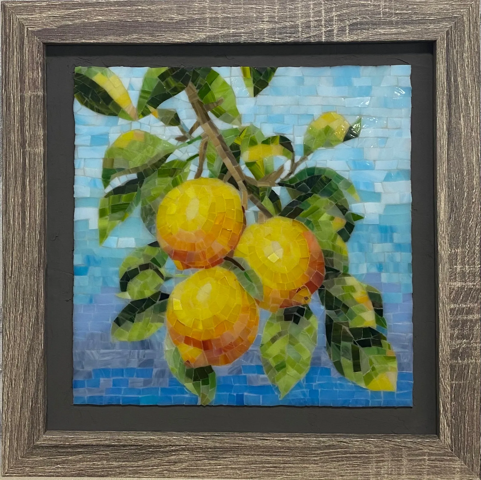 Картина «Ветка лимонов» — Евгения Лоскутова, Другое, Картина-мозаика из художественного стекла. Ручная, авторская работа в единствен…