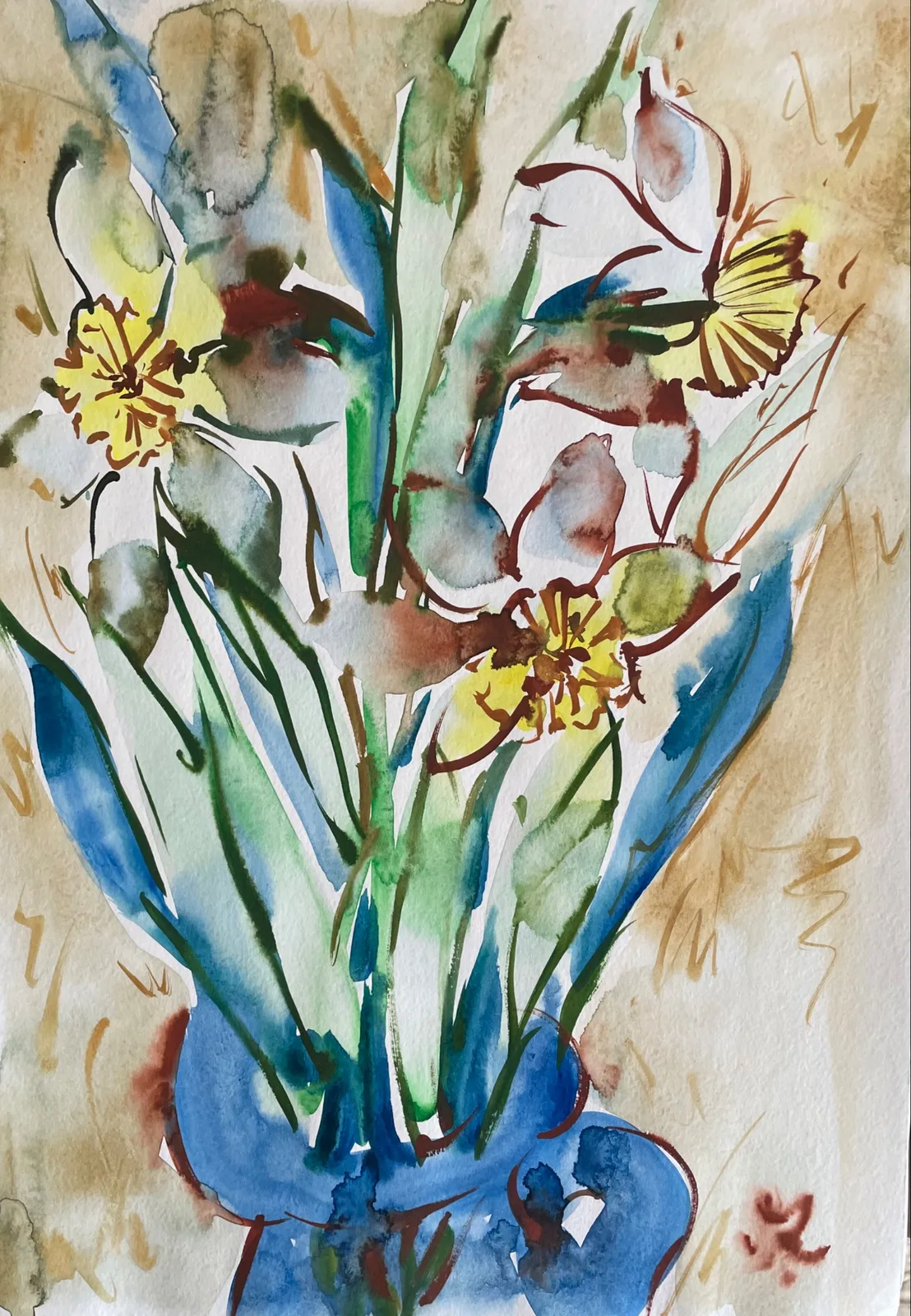 Картина «Нарциссы весенние» — Маша Казак, Натюрморт, Что может быть радостнее первых весенних цветов? Эта акварель Маши Казак перено…