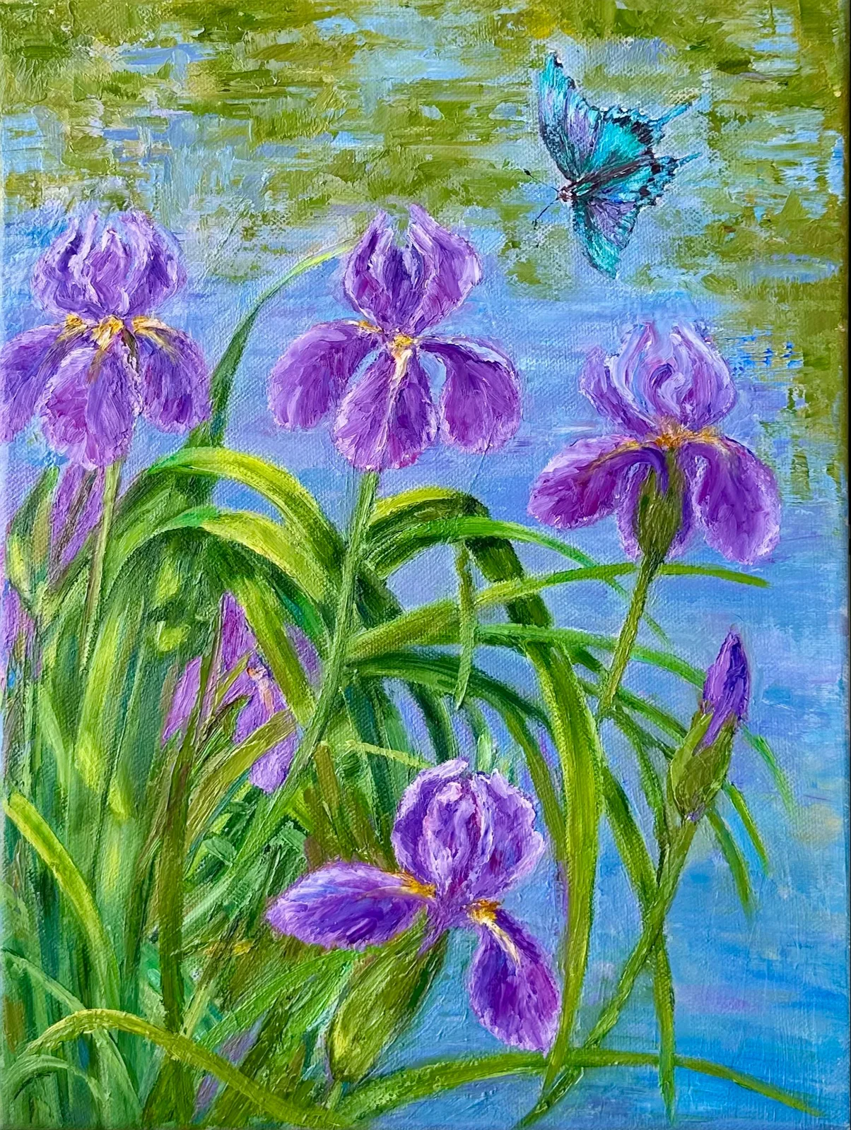 Картина «Ирисы у озера» — Светлана Бальникова, Пейзаж, аукцион Artstore