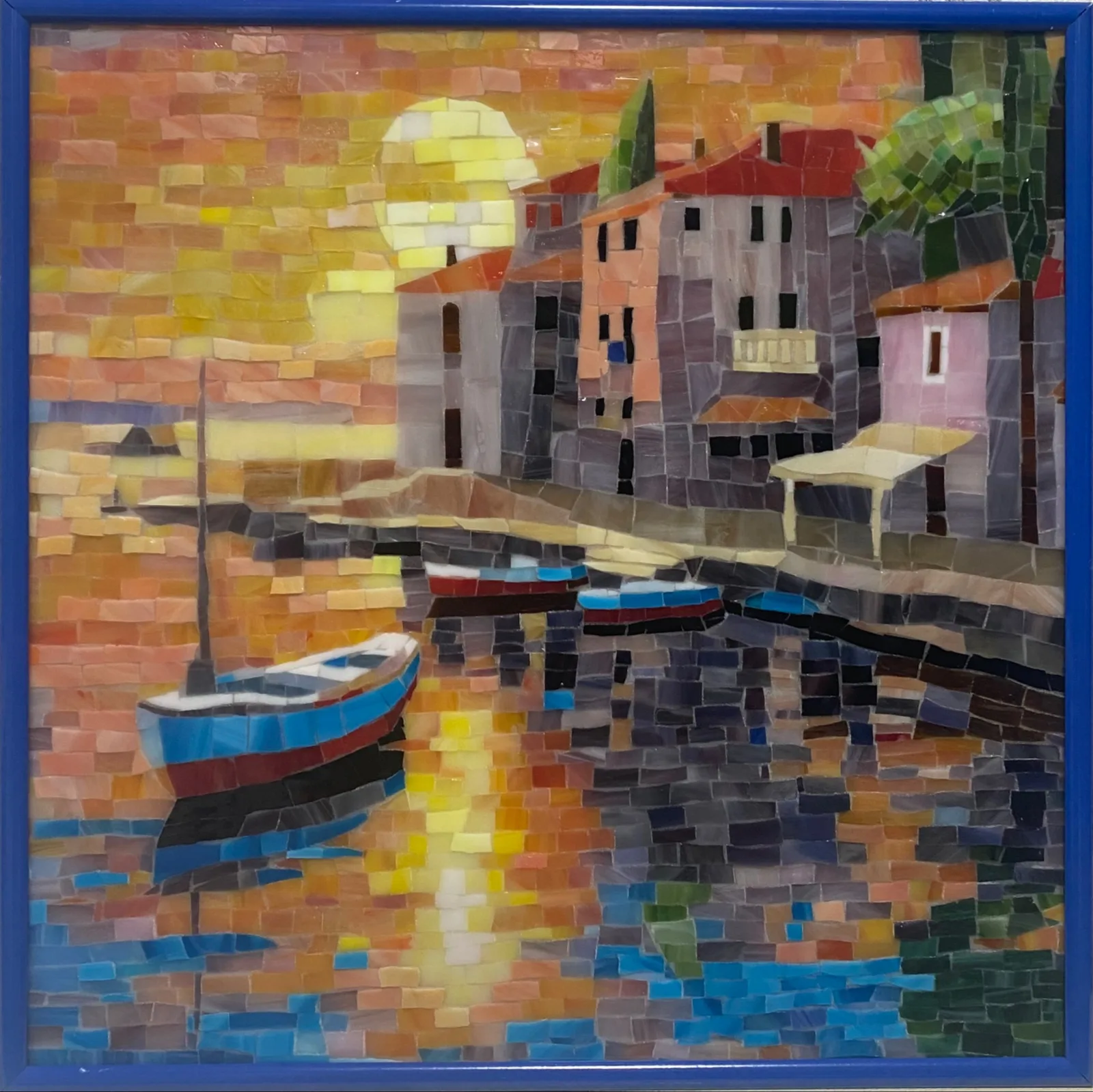 Картина «Причал» — Евгения Лоскутова, Пейзаж, Картина-мозаика из витражного стекла «Причал». 30х30 см. 2026 год. Если Вы люби…