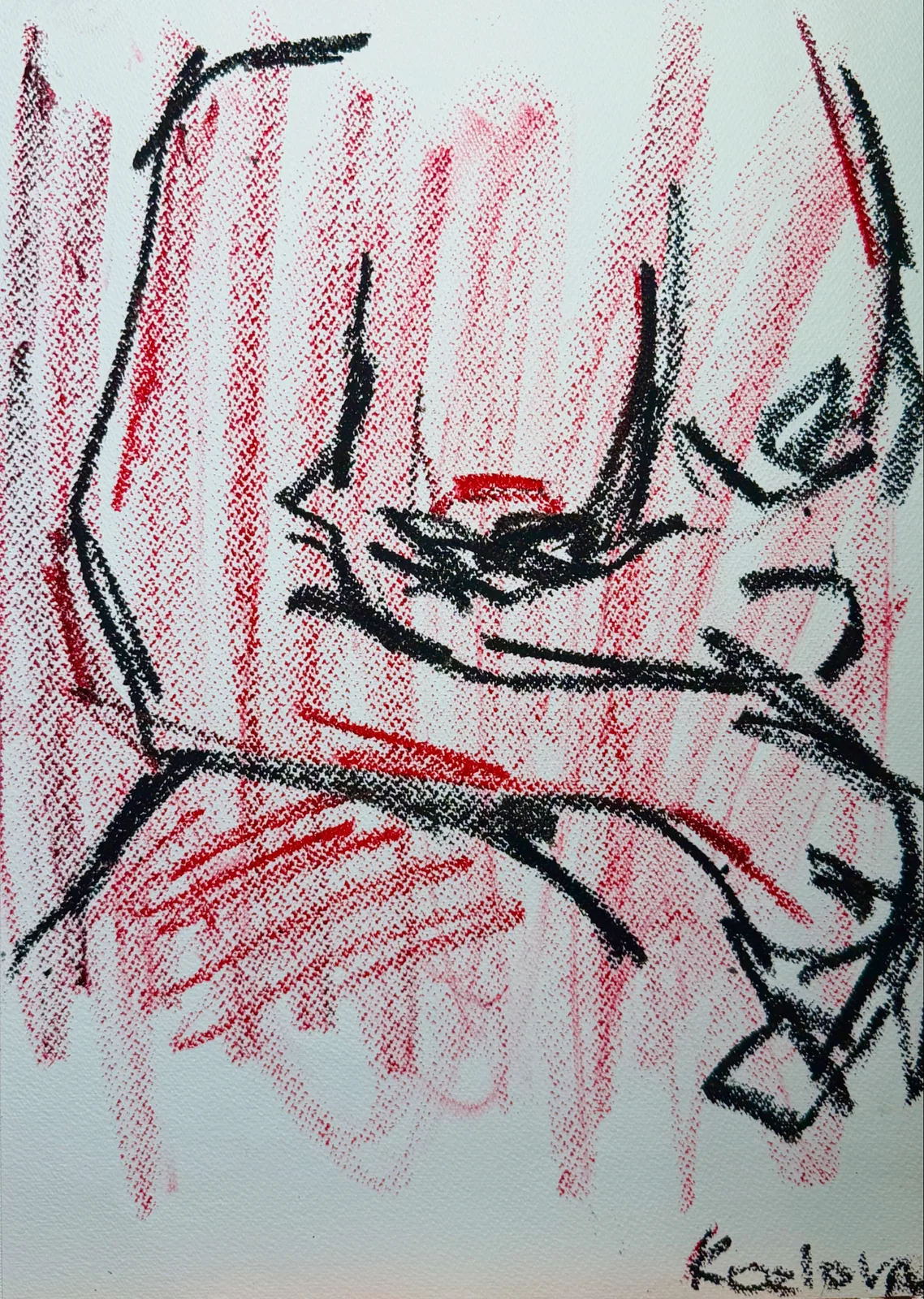 Картина ««Центр внимания»» — Алена Козлова, Абстракция, Набросок с натуры нацеленный на понятие, на что человек смотрит первым делом-гл…