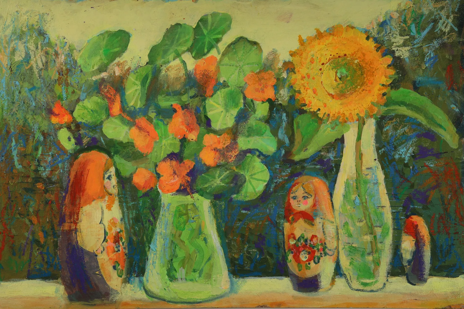 Картина «Серия "Матрешки". Настурция» — Оксана Нагорская, Натюрморт, Серия "Матрешки" представляет собой интересное сочетание традиционных русских м…