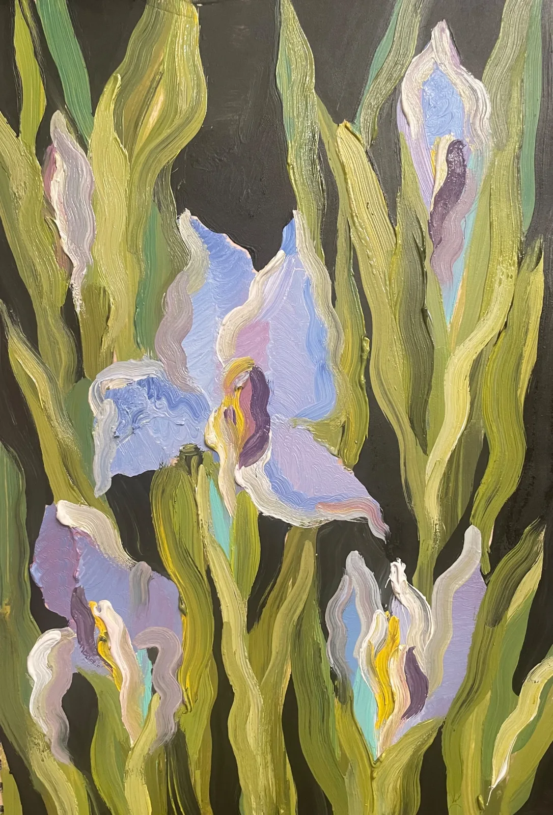 Картина «Ирисы» — Маша Казак, Натюрморт, В один летний вечер, когда я работала в саду, меня вдохновили ирисы — их нежные…
