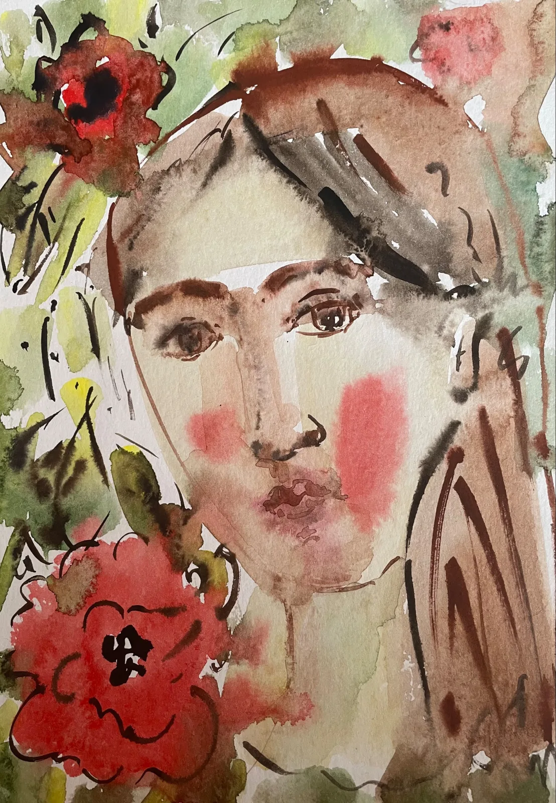 Картина «Девушка» — Маша Казак, Портрет, Летом 2023 года, ранним утром в своей уютной мастерской я написала акварельный …