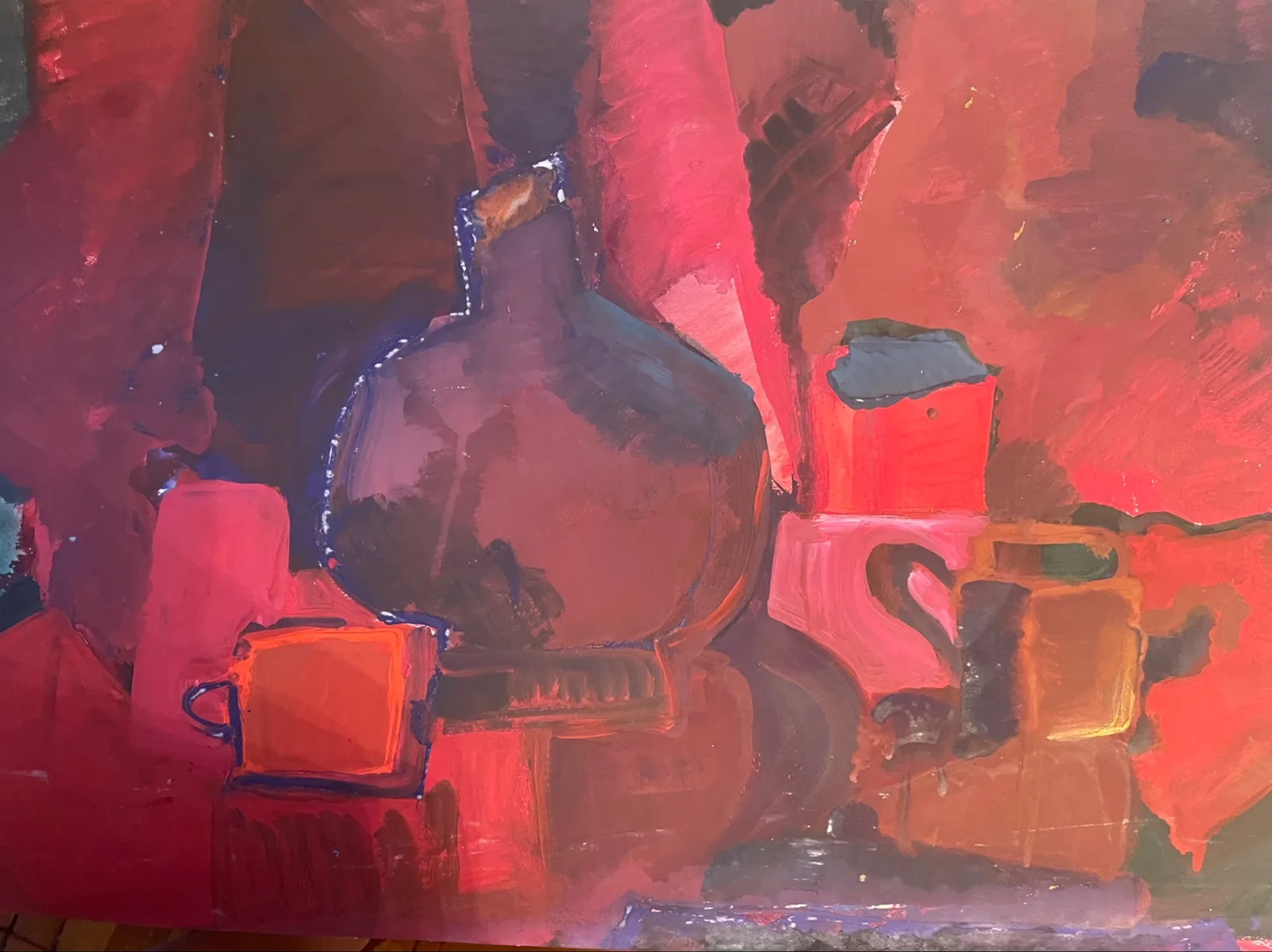 Картина «Красный натюрморт» — Маша Казак, Натюрморт, В "Красном натюрморте" контраст света и тени создает ощущение объемности и глуб…