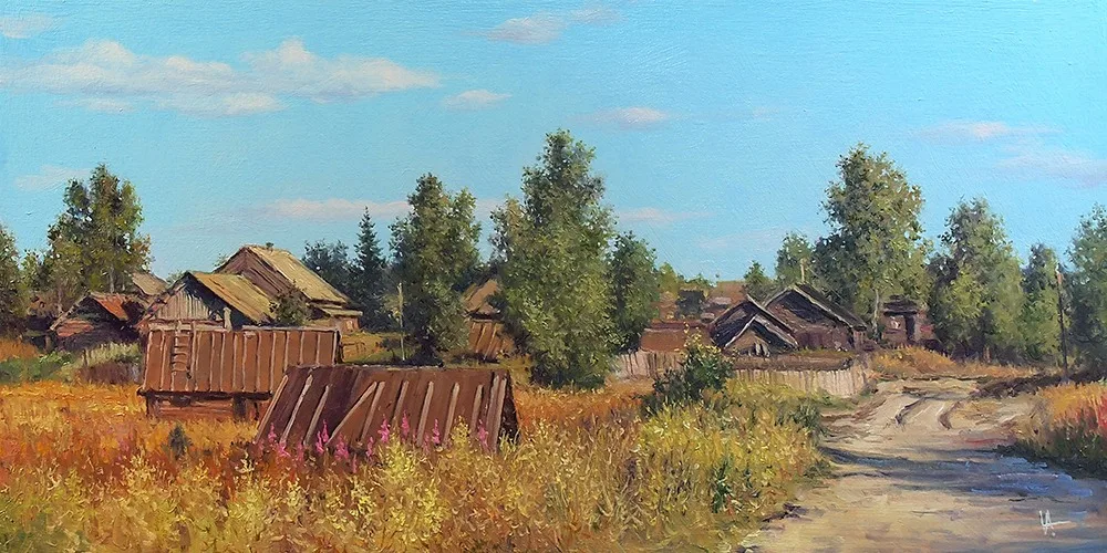 Картина «Деревенька.» — Александр Воля, Пейзаж