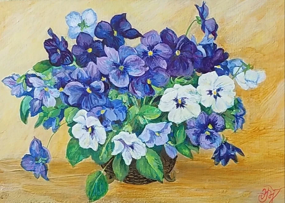 Картина «"Букетик фиалок"» — Элина Баранцева, Натюрморт
