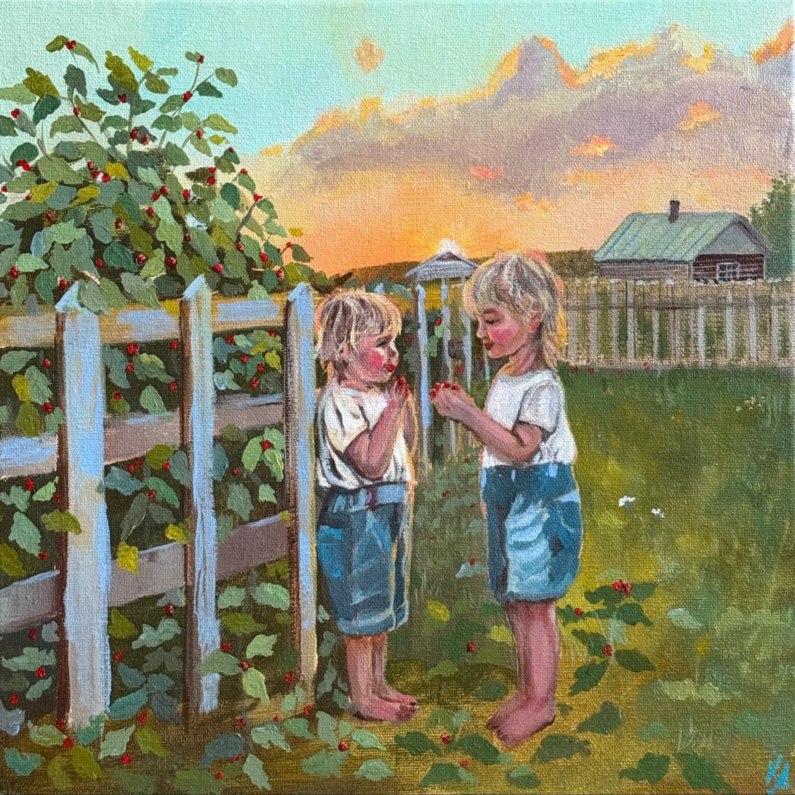 Картина «У куста малины» — Александра Кузнецова, Жанровая живопись, аукцион Artstore