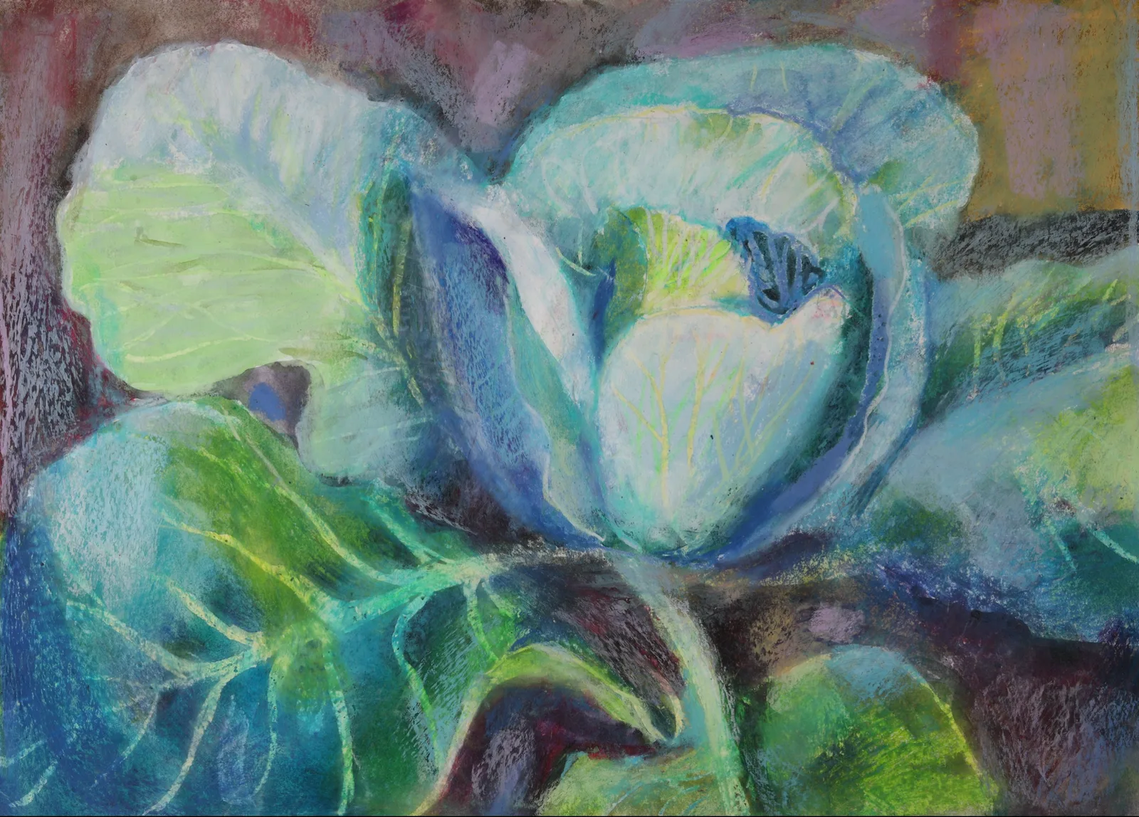 Картина «Царица овощей. Капуста-2» — Оксана Нагорская, Натюрморт, Работала с цветом в картине "Царица овощей. Капуста-2" в смешанной технике, соч…