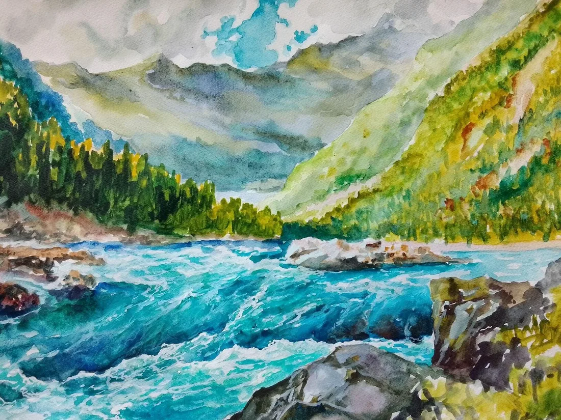 Картина «"Пейзаж"» — Роман Голосной, Пейзаж, Акварельная бумага, в рамке, под стеклом