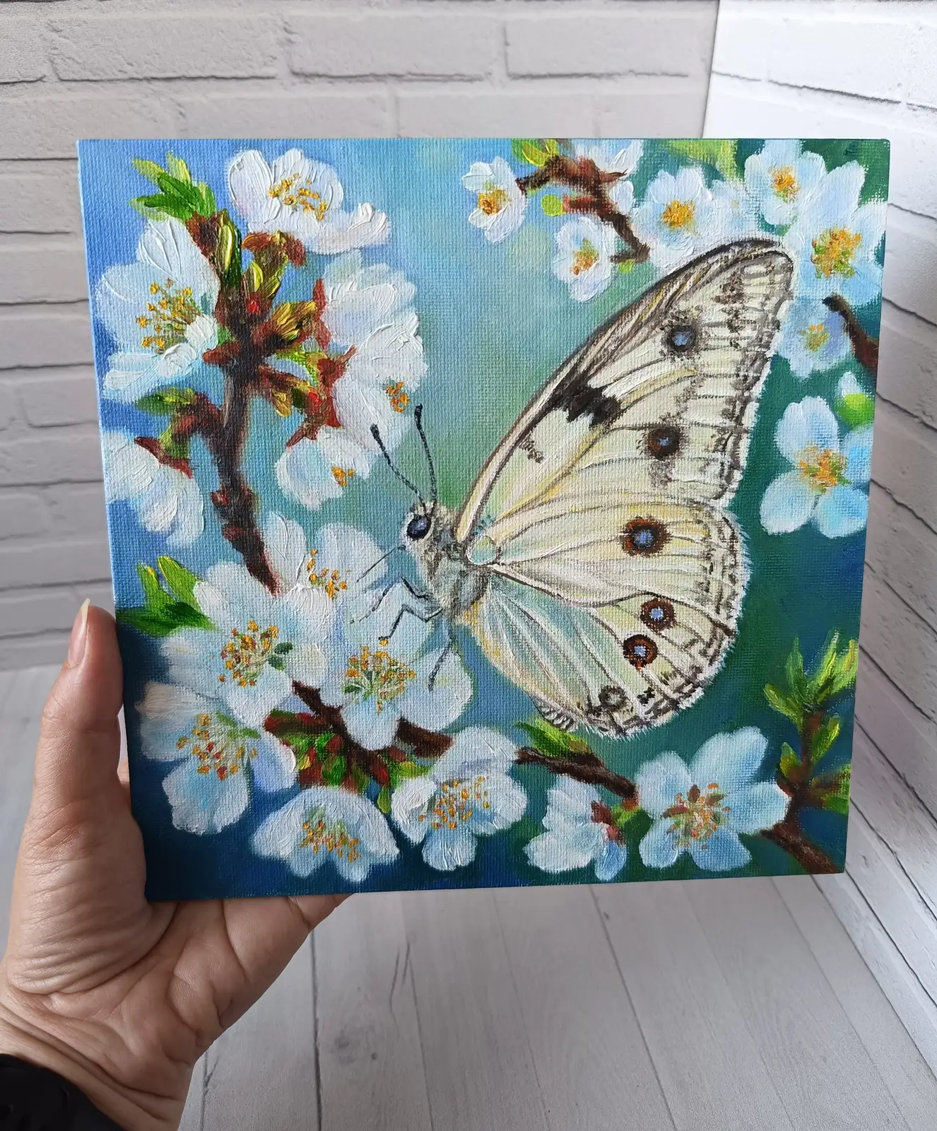 Бабочка на цветущей ветке