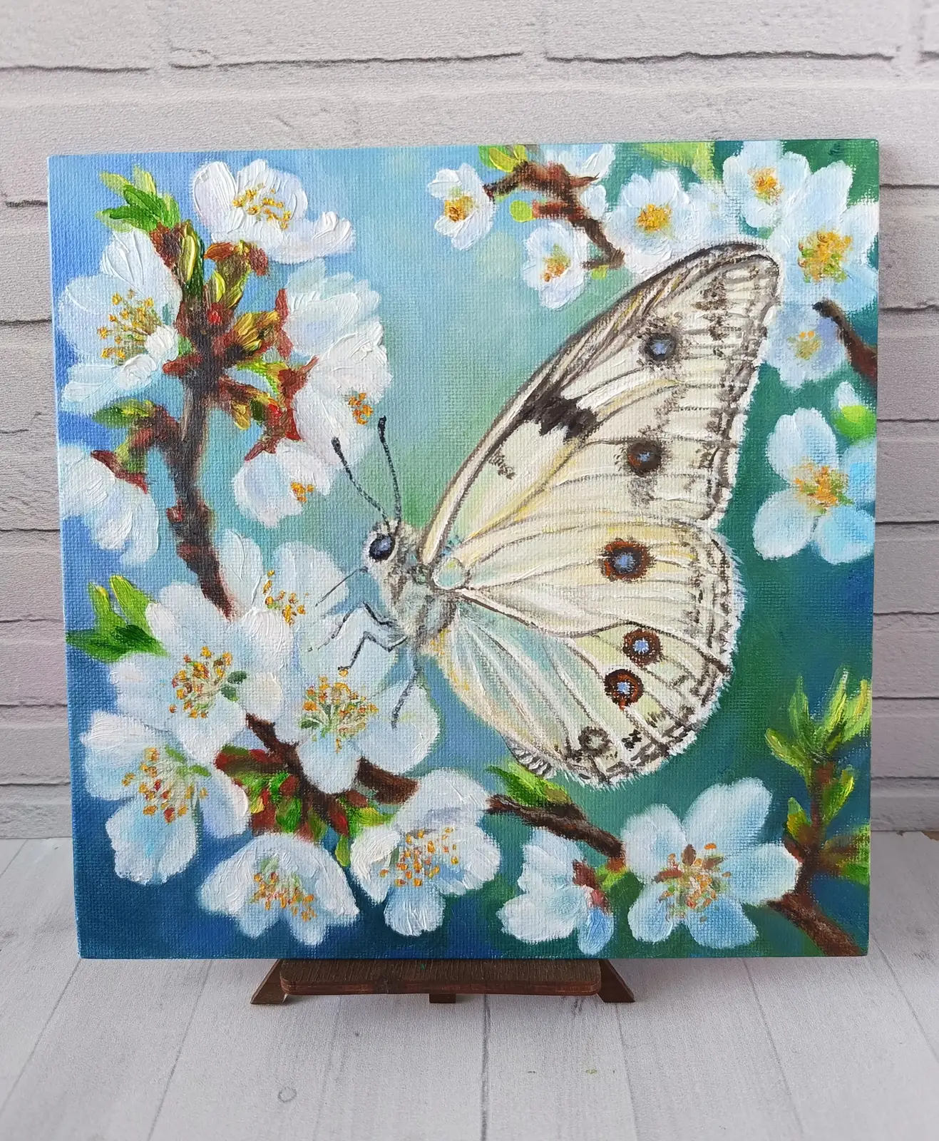 Бабочка на цветущей ветке