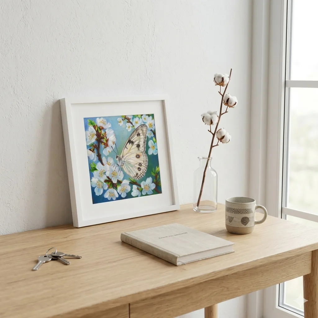 Бабочка на цветущей ветке