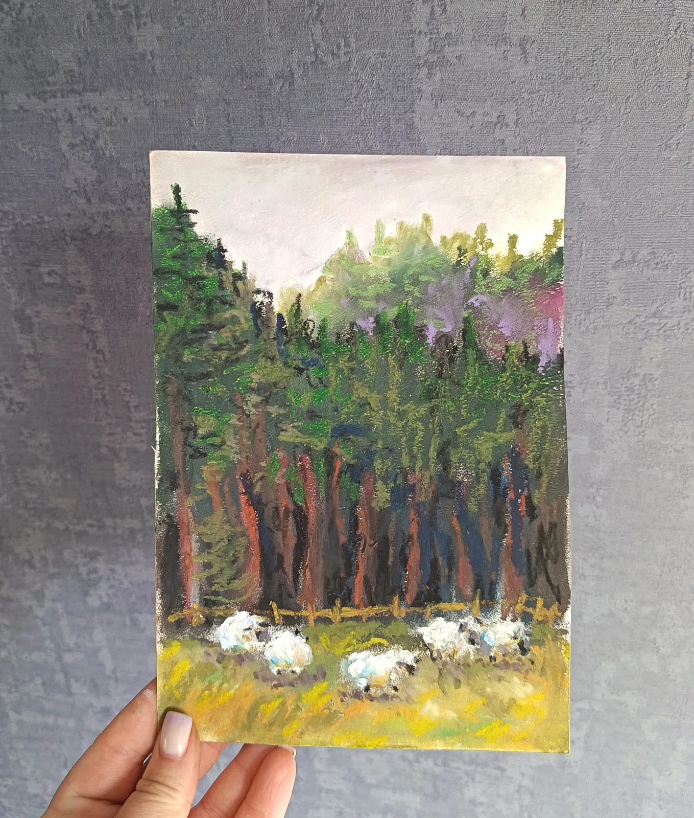 Овечки в лесу 15*20 см.