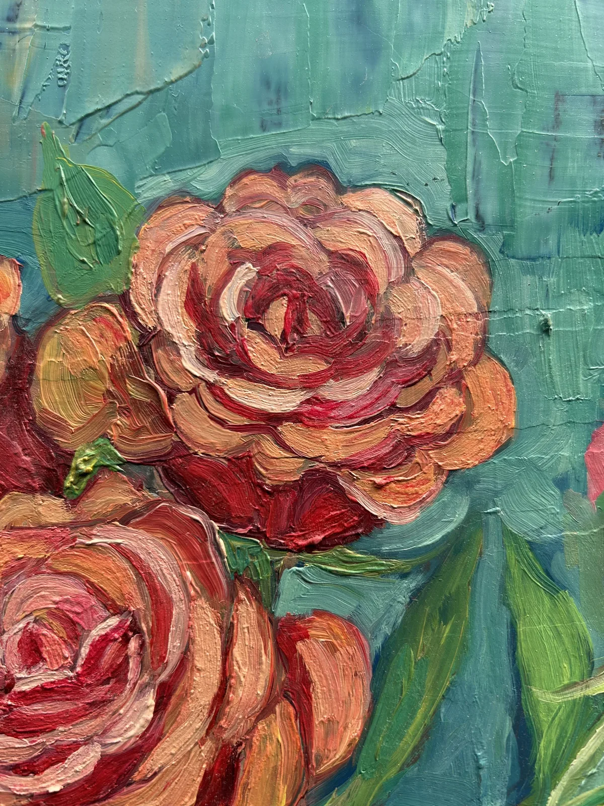 Розы мастихином