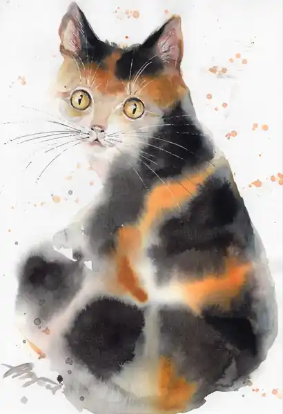 Малыш, котик акварелью