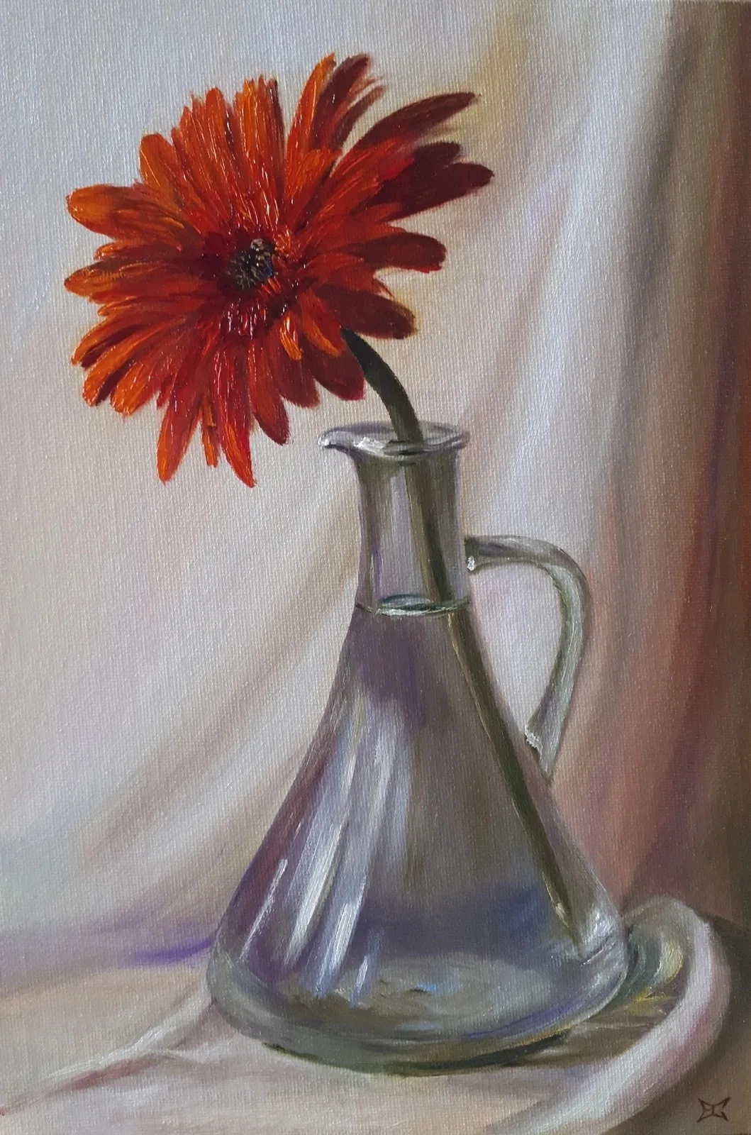 Картина «"Гербера"» — Елена Сотникова, Натюрморт, Летним утром 2025 года я написала свою работу "Гербера" в уютной мастерской на …