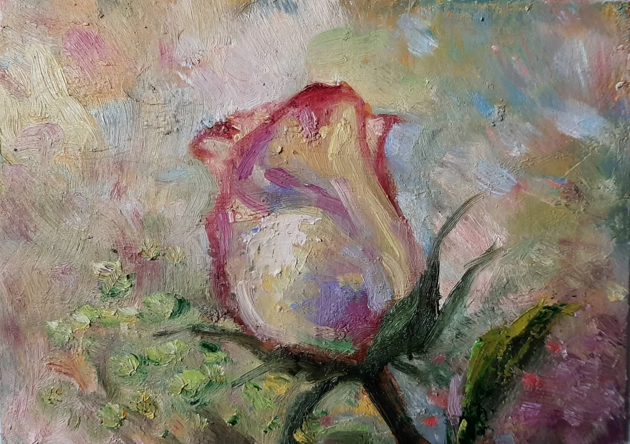 Картина «Роза под солнцем» — Анастасия Воинская, Натюрморт, На картине изображена роза, кажется, что она прямо освещается солнцем. Лепестки…